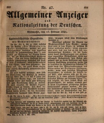 Allgemeiner Anzeiger und Nationalzeitung der Deutschen (Allgemeiner Anzeiger der Deutschen) Mittwoch 17. Februar 1841