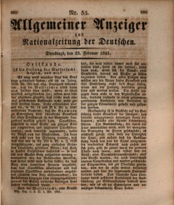 Allgemeiner Anzeiger und Nationalzeitung der Deutschen (Allgemeiner Anzeiger der Deutschen) Dienstag 23. Februar 1841