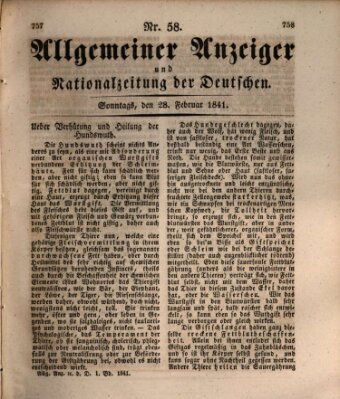 Allgemeiner Anzeiger und Nationalzeitung der Deutschen (Allgemeiner Anzeiger der Deutschen) Sonntag 28. Februar 1841