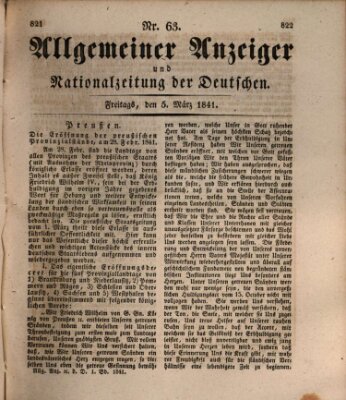 Allgemeiner Anzeiger und Nationalzeitung der Deutschen (Allgemeiner Anzeiger der Deutschen) Freitag 5. März 1841