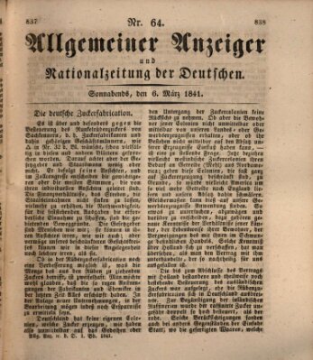 Allgemeiner Anzeiger und Nationalzeitung der Deutschen (Allgemeiner Anzeiger der Deutschen) Samstag 6. März 1841