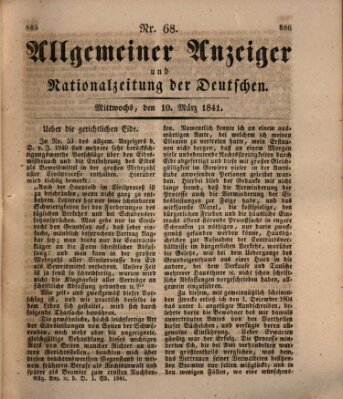 Allgemeiner Anzeiger und Nationalzeitung der Deutschen (Allgemeiner Anzeiger der Deutschen) Mittwoch 10. März 1841