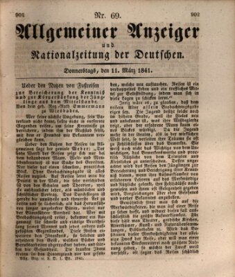 Allgemeiner Anzeiger und Nationalzeitung der Deutschen (Allgemeiner Anzeiger der Deutschen) Donnerstag 11. März 1841