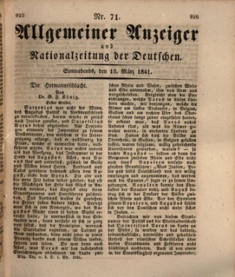 Allgemeiner Anzeiger und Nationalzeitung der Deutschen (Allgemeiner Anzeiger der Deutschen) Samstag 13. März 1841