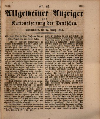 Allgemeiner Anzeiger und Nationalzeitung der Deutschen (Allgemeiner Anzeiger der Deutschen) Samstag 27. März 1841