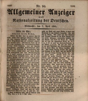 Allgemeiner Anzeiger und Nationalzeitung der Deutschen (Allgemeiner Anzeiger der Deutschen) Wednesday 7. April 1841