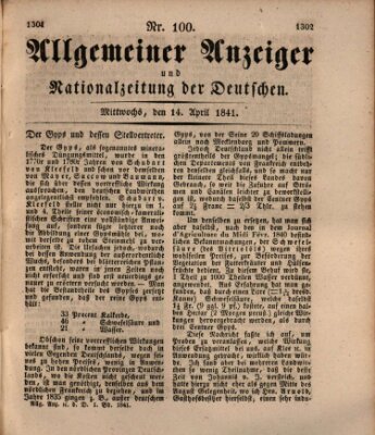 Allgemeiner Anzeiger und Nationalzeitung der Deutschen (Allgemeiner Anzeiger der Deutschen) Mittwoch 14. April 1841