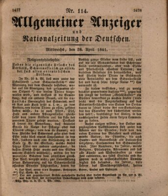 Allgemeiner Anzeiger und Nationalzeitung der Deutschen (Allgemeiner Anzeiger der Deutschen) Mittwoch 28. April 1841