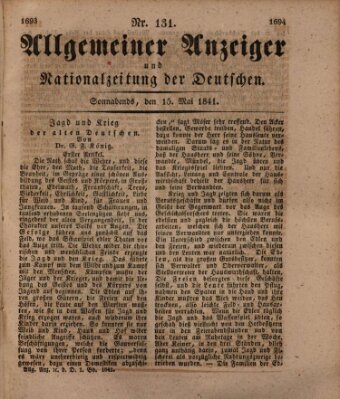 Allgemeiner Anzeiger und Nationalzeitung der Deutschen (Allgemeiner Anzeiger der Deutschen) Samstag 15. Mai 1841