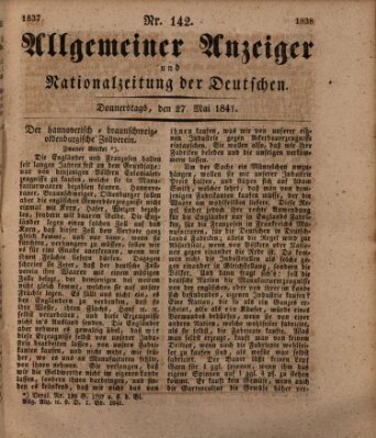 Allgemeiner Anzeiger und Nationalzeitung der Deutschen (Allgemeiner Anzeiger der Deutschen) Donnerstag 27. Mai 1841