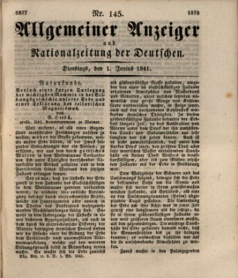 Allgemeiner Anzeiger und Nationalzeitung der Deutschen (Allgemeiner Anzeiger der Deutschen) Dienstag 1. Juni 1841