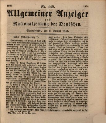 Allgemeiner Anzeiger und Nationalzeitung der Deutschen (Allgemeiner Anzeiger der Deutschen) Samstag 5. Juni 1841