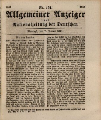 Allgemeiner Anzeiger und Nationalzeitung der Deutschen (Allgemeiner Anzeiger der Deutschen) Montag 7. Juni 1841