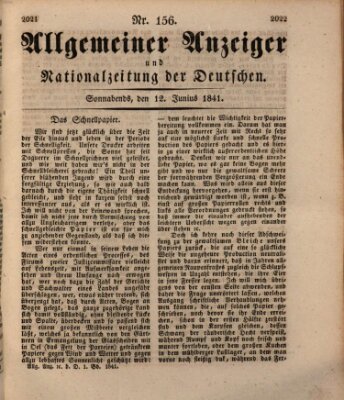 Allgemeiner Anzeiger und Nationalzeitung der Deutschen (Allgemeiner Anzeiger der Deutschen) Samstag 12. Juni 1841