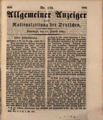 Allgemeiner Anzeiger und Nationalzeitung der Deutschen (Allgemeiner Anzeiger der Deutschen) Dienstag 15. Juni 1841