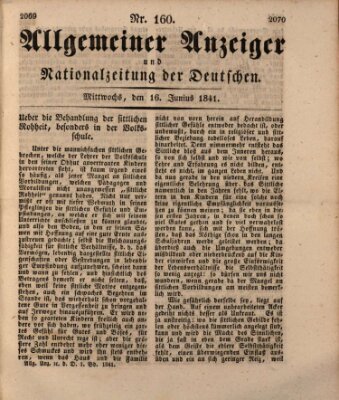 Allgemeiner Anzeiger und Nationalzeitung der Deutschen (Allgemeiner Anzeiger der Deutschen) Mittwoch 16. Juni 1841