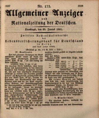 Allgemeiner Anzeiger und Nationalzeitung der Deutschen (Allgemeiner Anzeiger der Deutschen) Dienstag 29. Juni 1841