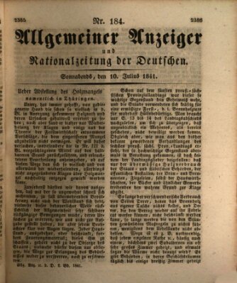 Allgemeiner Anzeiger und Nationalzeitung der Deutschen (Allgemeiner Anzeiger der Deutschen) Samstag 10. Juli 1841