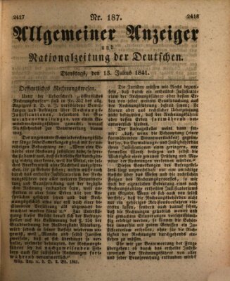 Allgemeiner Anzeiger und Nationalzeitung der Deutschen (Allgemeiner Anzeiger der Deutschen) Dienstag 13. Juli 1841