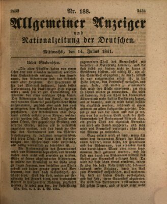 Allgemeiner Anzeiger und Nationalzeitung der Deutschen (Allgemeiner Anzeiger der Deutschen) Mittwoch 14. Juli 1841