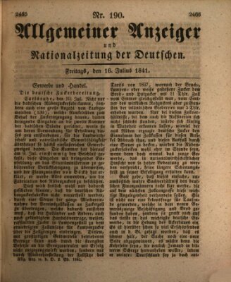 Allgemeiner Anzeiger und Nationalzeitung der Deutschen (Allgemeiner Anzeiger der Deutschen) Freitag 16. Juli 1841