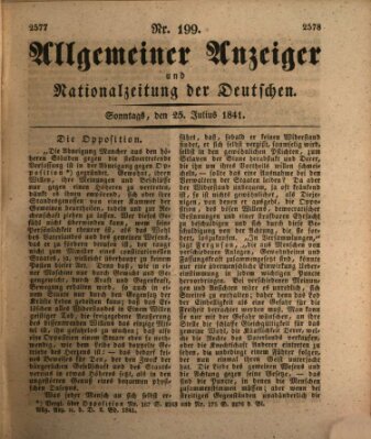 Allgemeiner Anzeiger und Nationalzeitung der Deutschen (Allgemeiner Anzeiger der Deutschen) Sonntag 25. Juli 1841