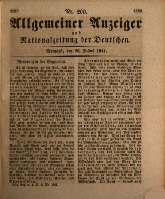 Allgemeiner Anzeiger und Nationalzeitung der Deutschen (Allgemeiner Anzeiger der Deutschen) Montag 26. Juli 1841