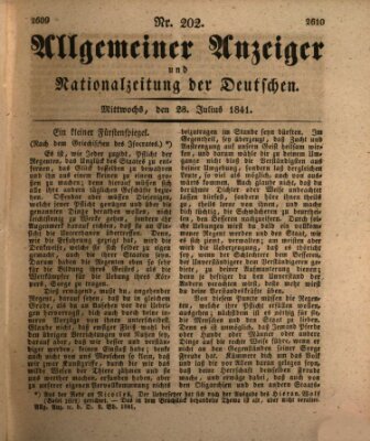 Allgemeiner Anzeiger und Nationalzeitung der Deutschen (Allgemeiner Anzeiger der Deutschen) Mittwoch 28. Juli 1841