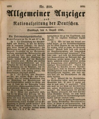 Allgemeiner Anzeiger und Nationalzeitung der Deutschen (Allgemeiner Anzeiger der Deutschen) Dienstag 3. August 1841