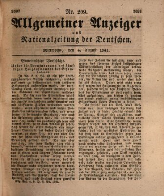 Allgemeiner Anzeiger und Nationalzeitung der Deutschen (Allgemeiner Anzeiger der Deutschen) Mittwoch 4. August 1841