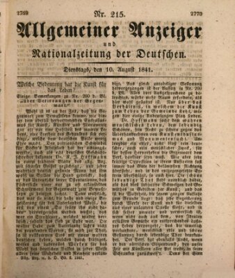 Allgemeiner Anzeiger und Nationalzeitung der Deutschen (Allgemeiner Anzeiger der Deutschen) Dienstag 10. August 1841