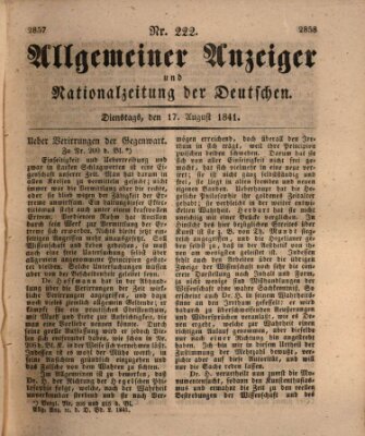 Allgemeiner Anzeiger und Nationalzeitung der Deutschen (Allgemeiner Anzeiger der Deutschen) Dienstag 17. August 1841