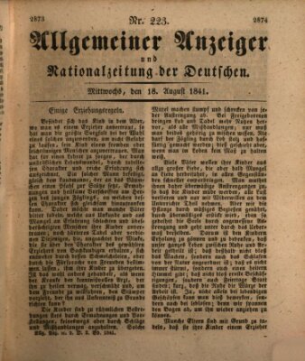 Allgemeiner Anzeiger und Nationalzeitung der Deutschen (Allgemeiner Anzeiger der Deutschen) Mittwoch 18. August 1841