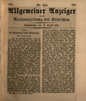 Allgemeiner Anzeiger und Nationalzeitung der Deutschen (Allgemeiner Anzeiger der Deutschen) Donnerstag 19. August 1841