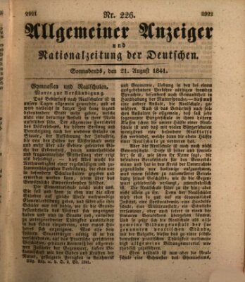 Allgemeiner Anzeiger und Nationalzeitung der Deutschen (Allgemeiner Anzeiger der Deutschen) Samstag 21. August 1841