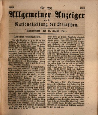 Allgemeiner Anzeiger und Nationalzeitung der Deutschen (Allgemeiner Anzeiger der Deutschen) Donnerstag 26. August 1841