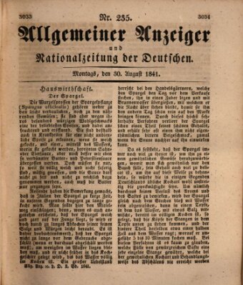 Allgemeiner Anzeiger und Nationalzeitung der Deutschen (Allgemeiner Anzeiger der Deutschen) Montag 30. August 1841
