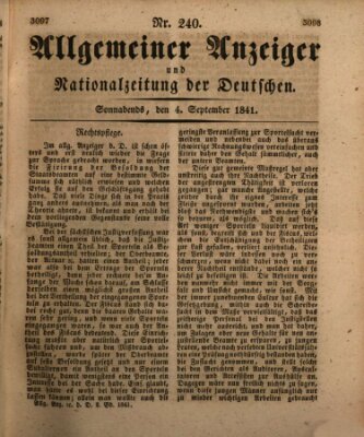 Allgemeiner Anzeiger und Nationalzeitung der Deutschen (Allgemeiner Anzeiger der Deutschen) Samstag 4. September 1841