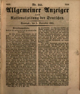 Allgemeiner Anzeiger und Nationalzeitung der Deutschen (Allgemeiner Anzeiger der Deutschen) Sonntag 5. September 1841