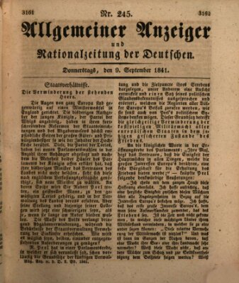 Allgemeiner Anzeiger und Nationalzeitung der Deutschen (Allgemeiner Anzeiger der Deutschen) Donnerstag 9. September 1841