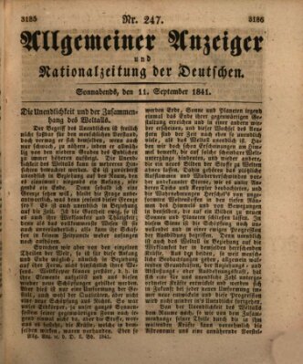 Allgemeiner Anzeiger und Nationalzeitung der Deutschen (Allgemeiner Anzeiger der Deutschen) Samstag 11. September 1841