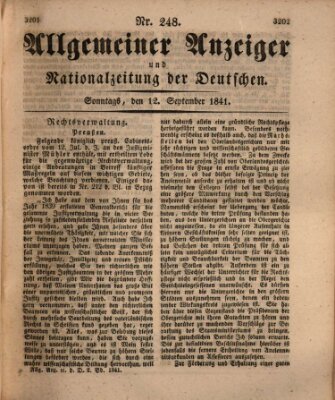 Allgemeiner Anzeiger und Nationalzeitung der Deutschen (Allgemeiner Anzeiger der Deutschen) Sonntag 12. September 1841