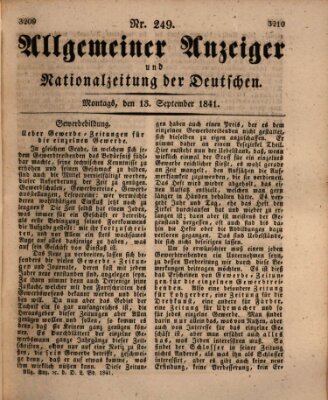 Allgemeiner Anzeiger und Nationalzeitung der Deutschen (Allgemeiner Anzeiger der Deutschen) Montag 13. September 1841