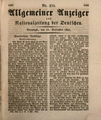 Allgemeiner Anzeiger und Nationalzeitung der Deutschen (Allgemeiner Anzeiger der Deutschen) Sonntag 19. September 1841