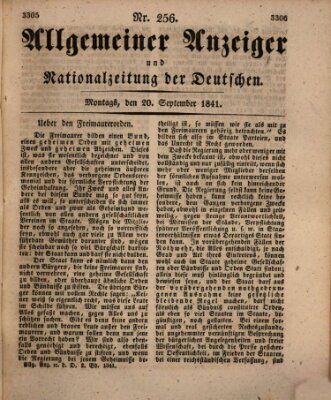 Allgemeiner Anzeiger und Nationalzeitung der Deutschen (Allgemeiner Anzeiger der Deutschen) Montag 20. September 1841