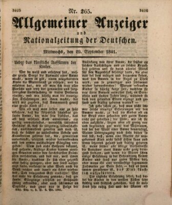 Allgemeiner Anzeiger und Nationalzeitung der Deutschen (Allgemeiner Anzeiger der Deutschen) Mittwoch 29. September 1841