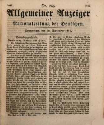 Allgemeiner Anzeiger und Nationalzeitung der Deutschen (Allgemeiner Anzeiger der Deutschen) Donnerstag 30. September 1841