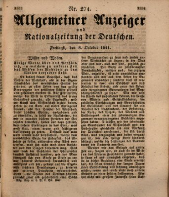 Allgemeiner Anzeiger und Nationalzeitung der Deutschen (Allgemeiner Anzeiger der Deutschen) Freitag 8. Oktober 1841