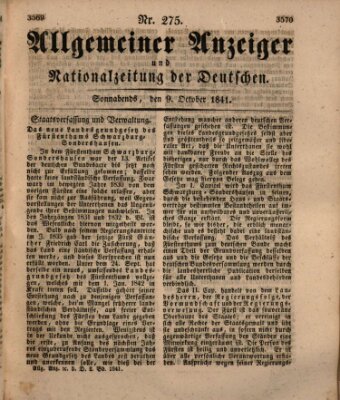 Allgemeiner Anzeiger und Nationalzeitung der Deutschen (Allgemeiner Anzeiger der Deutschen) Samstag 9. Oktober 1841