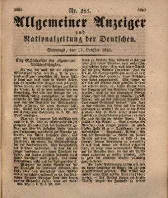 Allgemeiner Anzeiger und Nationalzeitung der Deutschen (Allgemeiner Anzeiger der Deutschen) Sonntag 17. Oktober 1841